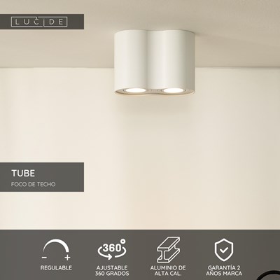 Lucide TUBE - Foco de techo - 2xGU10 - Blanco